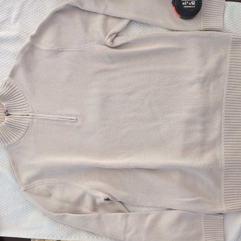 Tasso Ella button down blue cream striped men Cotton shirt Sweater BUNDLE Large